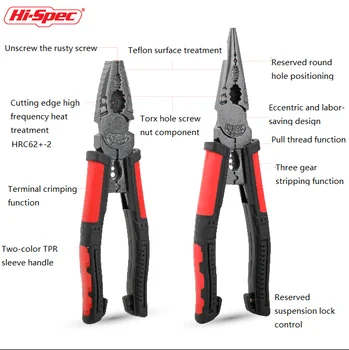 Hi-Spec Multifunktions-Sæt Værktøjer Tænger Wire Cutter Stripper Crimper Nål Næse Nipper Ledning Stripping Crimpning Håndværktøj 1
