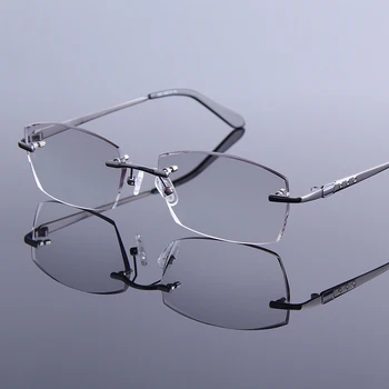 High Clear Diamond Cutting Rimless Reading Glasses Men Ultralight Optics Prescription Glasses Male Reader Presbyopic Eye Glasses 14237