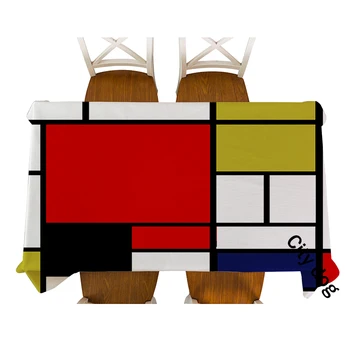 Hjem Stil Dekorative Geometriske Mondrian ' s gitter dug vandtæt Bomuld, Linned Dug spisebord Dækning For Indretning 2