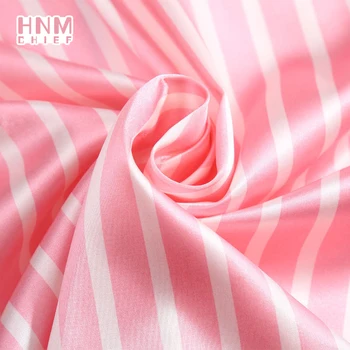 HNM Pink Stribe Print Pyjamas Sæt Silke Satin Homewear Kvinder er 7 Stykker Nattøj Sæt Pyjama Kvinder, Forår, Sommer, Efterår 4