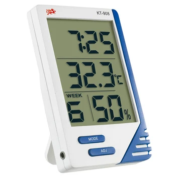 Hoge Kwaliteit KT-908 Digitale Termometer Grote Scherm Indendørs Da Offentlig Temperatuur Hygrometer Opfyldt Groot Lcd-Skærm 3