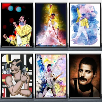 Hot Freddie Mercury Rock Musik Lærred Maleri Plakater Og Prints Væg Billeder Til Stuen Abstrakte Dekorative Hjem Indretning 1