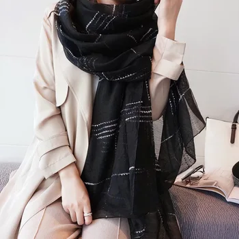 Hot Salg 2020 Real Hijab Mærke Vinteren Silke Tørklæder Kvindelige Lang Uld Tørklæde Kvinder Sjaler Forår Sommer Pashmina Poncho Foulard 1
