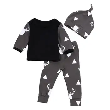 Hot Sælger Fashion Baby Drenge Conjunto infantil Nyfødte Baby Boy Tøj Hjorte, Toppe, T-shirt+Bukser, Leggings 3stk Outfits Sæt 4