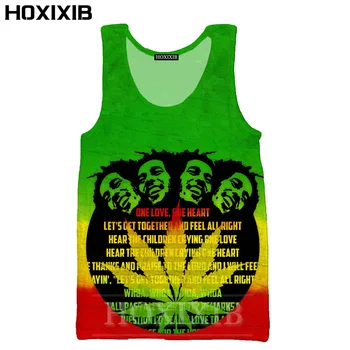 HOXIXIB 2020 Mænds Hvid Mode 3D-Print Sanger Bob Marley Vest Kølig Dukkert Mænd Ukrudt Tank Tops Kører Undertrøje Unisex Tøj