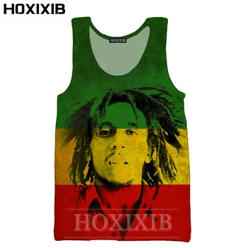 HOXIXIB 2020 Mænds Hvid Mode 3D-Print Sanger Bob Marley Vest Kølig Dukkert Mænd Ukrudt Tank Tops Kører Undertrøje Unisex Tøj 4