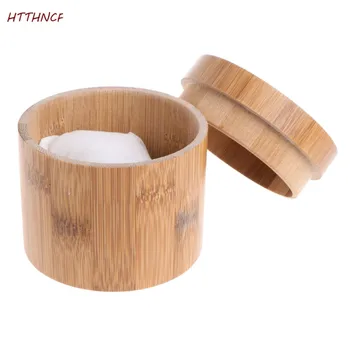 HTTHNCF Elegant Bambus Se gaveæske Smykker Vise Cylindric Opbevaring Tilfældet Med Pude 0