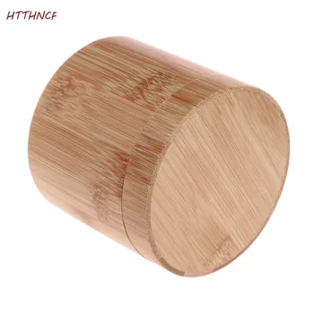 HTTHNCF Elegant Bambus Se gaveæske Smykker Vise Cylindric Opbevaring Tilfældet Med Pude 4