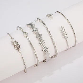 HuaTang Vintage Sølvfarvet Armbånd Armbånd til Kvinder Boho Ananas Multi-lag, Kæde, Charme Armbånd, Smykker Pulseras 8197 3