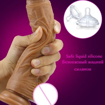 Hud følelse Realistisk Dildo i blødt materiale Enorm Stor Penis Med sugekop sexlegetøj til Kvinde Female Strapon Onani 1
