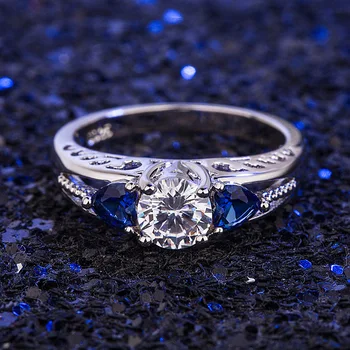 HuiSept Luksus Charme Ring for Kvinder 925 Sølv Safir Smykker Zircon Sten Ringe Tilbehør Bryllup Engagement Pynt 5