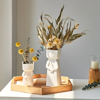 Hvid Keramisk Kreative Vase Kat Model Stue Dekoration Urtepotter Dekorative Nordiske Blomstervaser Dekoration Hjem Gaver 0