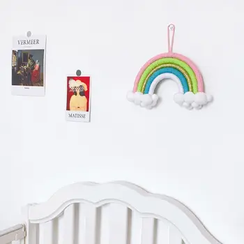 Hånd-Vævet Rainbow Pynt Væggen Hænger Hjem Europæisk Stil Dekoration Til Børneværelset Børneværelset Dekoration Søde Hængende Indretning H 0