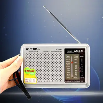Håndholdte Bærbare AM/FM-Radio Indbygget Højttaler Modtager Lomme-Radio med Stik til Hovedtelefoner Teleskopisk Antenne Let (Sølv) 0