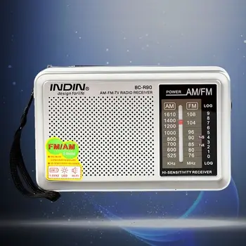 Håndholdte Bærbare AM/FM-Radio Indbygget Højttaler Modtager Lomme-Radio med Stik til Hovedtelefoner Teleskopisk Antenne Let (Sølv) 5