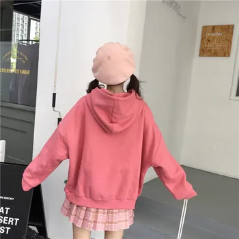 Hættetrøjer Kvinder, Kawaii Piger Harajuku Batwing Ærme Brev Trykt Hætteklædte Stor Lomme Sweatshirt Løs Trendy Søde Dame Koreansk 2
