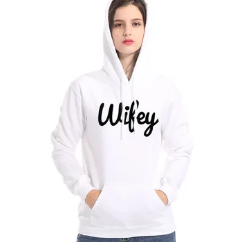 Hættetrøjer Til Kvinder Frakker Efterår og Vinter Fleece koreansk Stil Hoody 2019 Mode Kawaii Kvinders Sweatshirt WIFEY Streetwear Hættetrøje 1