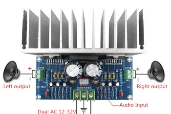 Høj kvalitet og høj effekt AC12-32V 2.0 kanal TDA7293 100+100 W HIFI Digital Stereo Audio-Forstærker Bord Med Kabel 2