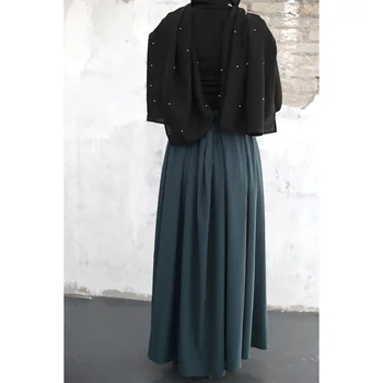 Høj Talje Plisseret Nederdel Muslimske Kvinder Mode Ankel-længde Solid Farve Nederdele Damer Elegante Arabiske Islamiske Cothing 2020 Plus Størrelse 0