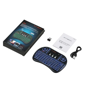 I8+ Mini Wireless Keyboard 3 Farver Baggrundsbelyst russisk/engelsk/spansk Android TV Box Black Touchpad Air Mouse Håndholdt gaming 23194