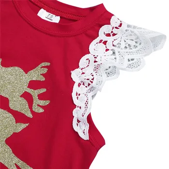 IEFiEL Xams Red Søde Spædbarn Baby Piger Santa Outfits lille Barn, Børn, Babyer, Piger Christmas Set Tutu T-shirt, Top+Nederdel Sæt Tøj 7443