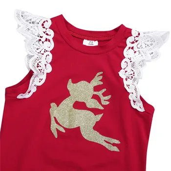 IEFiEL Xams Red Søde Spædbarn Baby Piger Santa Outfits lille Barn, Børn, Babyer, Piger Christmas Set Tutu T-shirt, Top+Nederdel Sæt Tøj 3