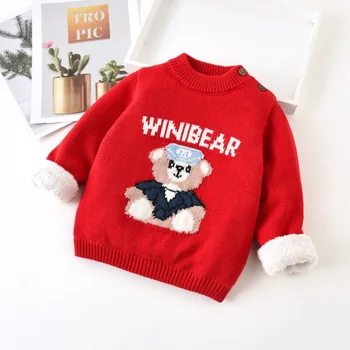 IENENS Vinter Sweater Baby Piger Tøj Barn med at Holde Varmen Frakker Børn Tegnefilm Tykkere Uld Toppe Børn Plus Velvet Sweatshirts 2