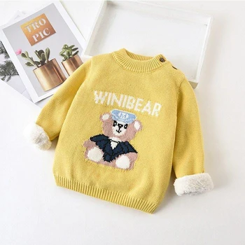 IENENS Vinter Sweater Baby Piger Tøj Barn med at Holde Varmen Frakker Børn Tegnefilm Tykkere Uld Toppe Børn Plus Velvet Sweatshirts 3