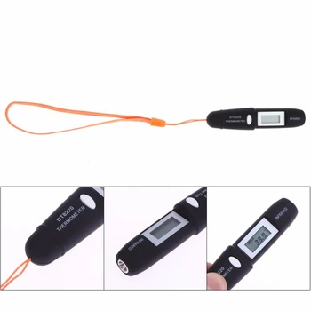 Ikke-Kontakt Mini-Infrarød Termometer IR Temperatur Måling Digital LCD Display Infrarød Termometer Pen DT8220 Sort
