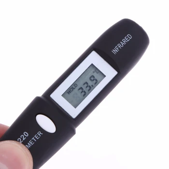 Ikke-Kontakt Mini-Infrarød Termometer IR Temperatur Måling Digital LCD Display Infrarød Termometer Pen DT8220 Sort 3