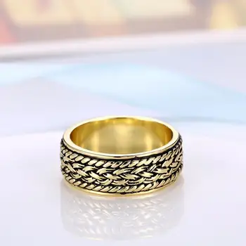 INALIS Weave Mønster Bredde Ringe Til Kvinder Luksuriøse Ring Efterligning Forgyldt Jubilæum Kvindelige Mode Smykker Nye Ankomst 10208