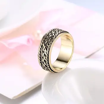 INALIS Weave Mønster Bredde Ringe Til Kvinder Luksuriøse Ring Efterligning Forgyldt Jubilæum Kvindelige Mode Smykker Nye Ankomst 5