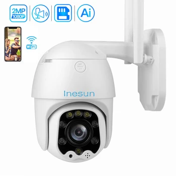 Inesun 1080P PTZ Trådløse IP Kamera Udendørs Mini WiFi Sikkerhed Speed Dome Kamera AI Auto Tracking Farve Night Vision CCTV Kamera 5