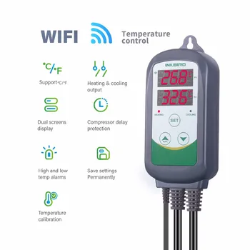 Inkbird ITC-308 WIFI EU Plug Digital temperaturregulator Termostat Regulator , Dobbelt Varme relæ 1 & 1 Køling Homebrewing 4