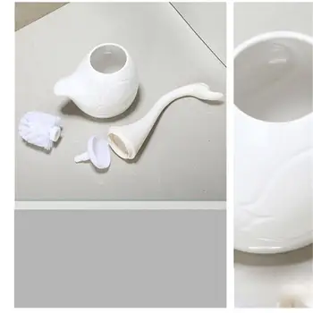 Innovative Swan Form Toilet Børste Badeværelse Tilbehør Keramiske Base Plast Håndtag Rensebørste Til Badeværelse Home Hotel 0