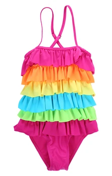 Iriserende Toddler Børn Piger Rainbow Lagdelt Bikini Badetøj Badetøj Bikini Badetøj 0