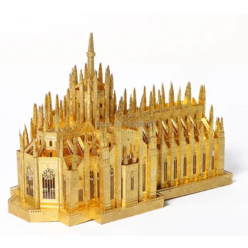 Italien Duomo di Milano Verdens Store Arkitekturer 3D Puslespil Metal Model Kits, 255 Stykker,DIY 3D Laser Cut Bygning Puslespil Legetøj 1