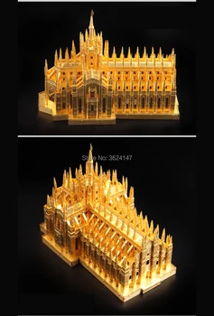 Italien Duomo di Milano Verdens Store Arkitekturer 3D Puslespil Metal Model Kits, 255 Stykker,DIY 3D Laser Cut Bygning Puslespil Legetøj 3