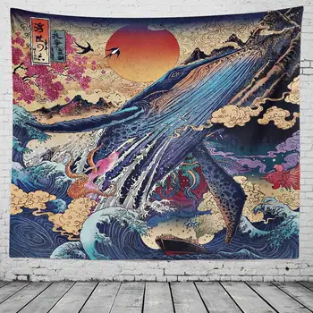 Japan Ukiyo-E Japansk Stue Tæppe Bølger Gobelin Dekorative Maleri Kanagawa Surfing Baggrund Klud 4
