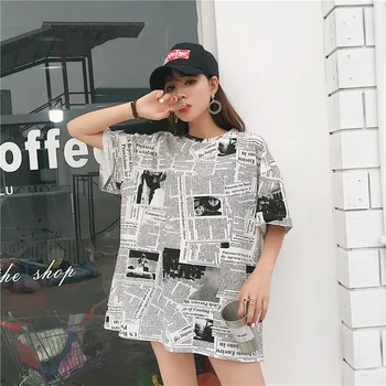 Japansk Tegnefilm Udskriv Fem-punkt-Ærmet T-shirt Kvinder Sommer Toppe 2019 koreanske Hip Hop Løs t-Shirt Schoolgirl Streetwear 3