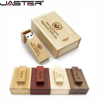 JASTER (over 1 STK gratis LOGO) Fotografering træ-usb - + box usb-flashdrev memory stick pendrive, 16GB, 32GB, 64GB bryllup gaver 0