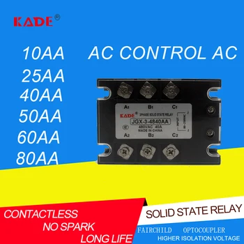 JgxSSR 10AA/25AA/40AA/50AA/60AA/80AA AC Kontrol AC Tre Fase Solid State Relæ 480VAC 80-250VAC 3
