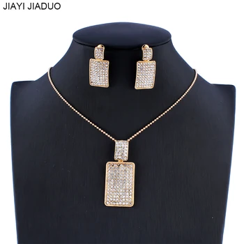 Jiayijiaduo Dubai kvinders smykker bryllup smykker sæt-halskæde, øreringe sæt krystal vedhæng gave 4