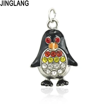 JINGLANG Lille pingvin charme for smykker gør og crafting mode charme zink alloy emalje penguin 30stk