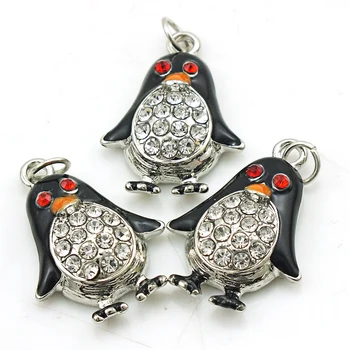 JINGLANG Lille pingvin charme for smykker gør og crafting mode charme zink alloy emalje penguin 30stk 2