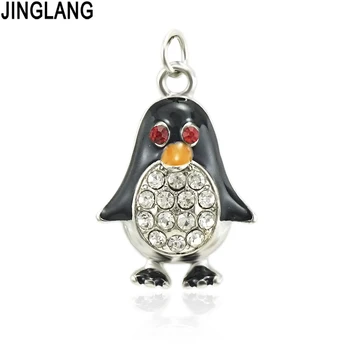 JINGLANG Lille pingvin charme for smykker gør og crafting mode charme zink alloy emalje penguin 30stk 5
