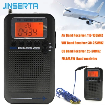 JINSERTA Fly Fuld Band Radio VHF-Modtager Portable Radio FM/AM/SW/CB Verden Band Stereo Optager med Vækkeur LCD-Skærm 5