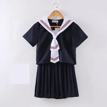 Jk Skole Uniform Ortodokse College Vind Sort langærmet Kvindelige Cos Plisseret Nederdel Japansk Passer til matroskrave Studerende Bære XXL