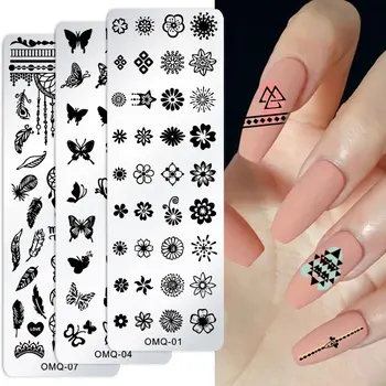 Jul tema søm skabelon falske negle stamping plade butterfly snefnug tegning fuld dækning manicure, udsmykning DIY 0
