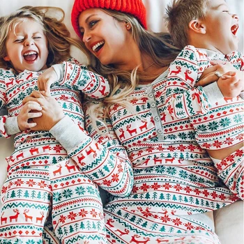 Jule-Elg Familie Matchende Tøj, Pyjamas Sæt Nye År, Mor og Datter, Far, Mor, Søn, Familie, Tøj Kid Baby Nattøj 1